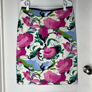 Talbots Skirt NWT $99 Floral Print Canvas Pencil Colorful Spring Career Skirt 10